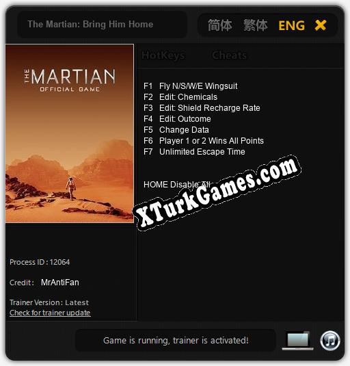 The Martian: Bring Him Home: Trainer +7 [v1.2]