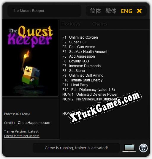 İçin Trainer’ı Çıktı The Quest Keeper [v1.0.8]