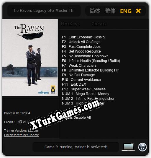 The Raven: Legacy of a Master Thief: Trainer +15 [v1.9]
