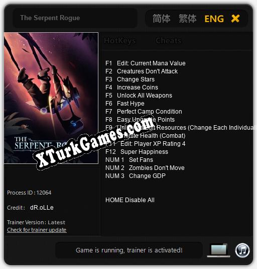 İçin Trainer’ı Çıktı The Serpent Rogue [v1.0.7]