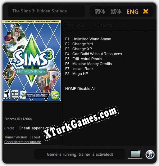 The Sims 3: Hidden Springs: Trainer +8 [v1.6]