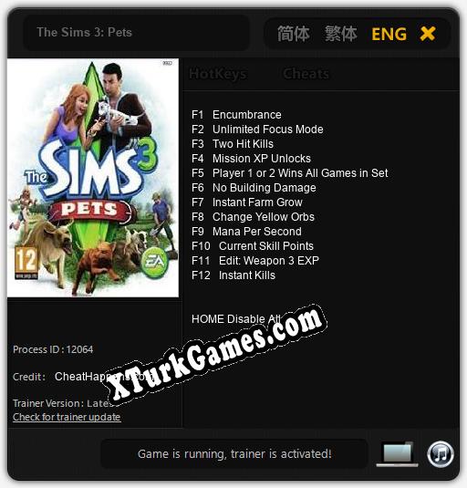 The Sims 3: Pets: Trainer +12 [v1.6]