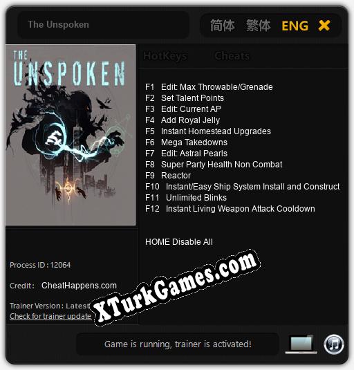 The Unspoken: Cheats, Trainer +12 [CheatHappens.com]