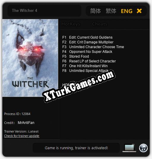 İçin Trainer’ı Çıktı The Witcher 4 [v1.0.2]