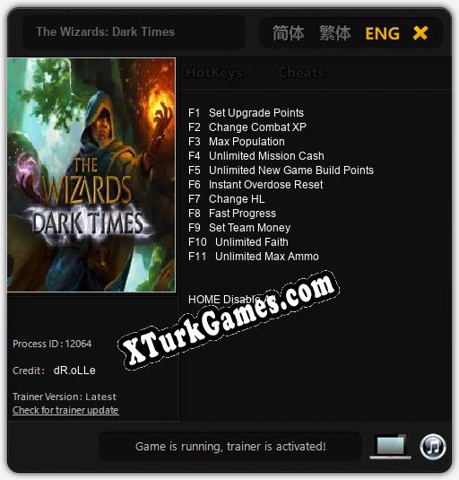 İçin Trainer’ı Çıktı The Wizards: Dark Times [v1.0.8]