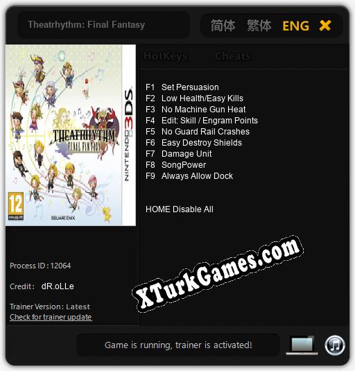İçin Trainer’ı Çıktı Theatrhythm: Final Fantasy [v1.0.8]