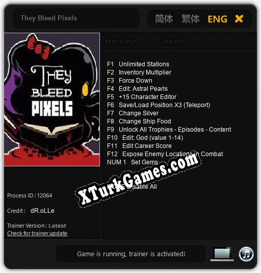 İçin Trainer’ı Çıktı They Bleed Pixels [v1.0.6]