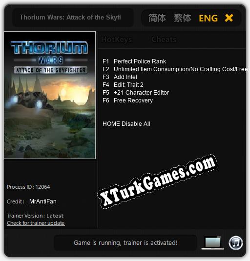Thorium Wars: Attack of the Skyfighter: Trainer’ı (V1.0.76)