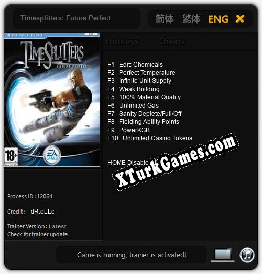 Timesplitters: Future Perfect: Cheats, Trainer +10 [dR.oLLe]