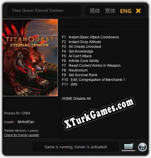 Titan Quest: Eternal Embers: Cheats, Trainer +11 [MrAntiFan]