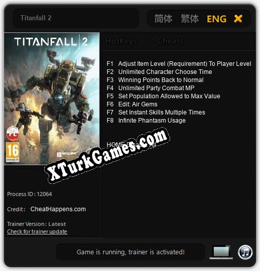 Titanfall 2: Trainer’ı (V1.0.67)
