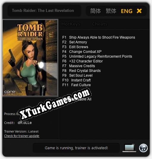 Tomb Raider: The Last Revelation: Trainer +11 [v1.5]