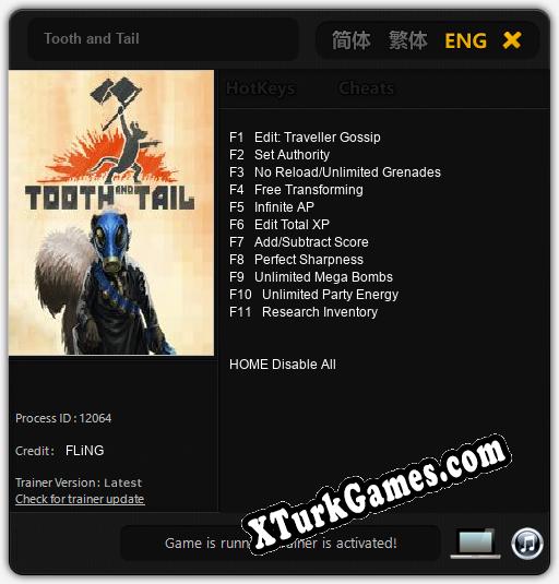 Tooth and Tail: Trainer +11 [v1.5]