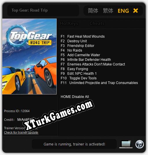 Top Gear: Road Trip: Trainer’ı (V1.0.13)