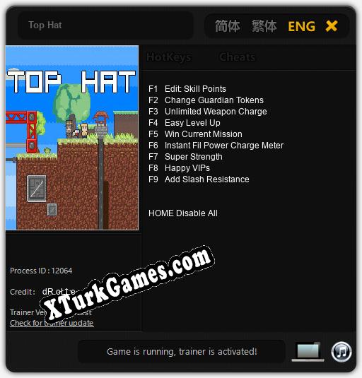İçin Trainer’ı Çıktı Top Hat [v1.0.9]
