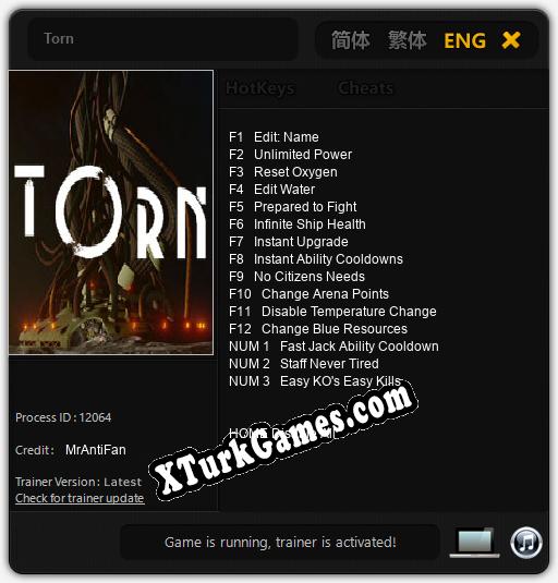 Torn: Trainer’ı (V1.0.78)