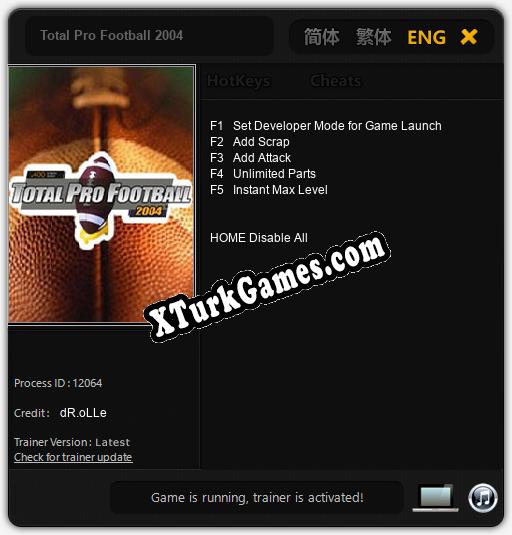 Total Pro Football 2004: Cheats, Trainer +5 [dR.oLLe]