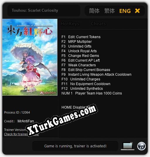 Touhou: Scarlet Curiosity: Trainer’ı (V1.0.22)