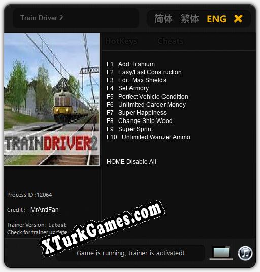 İçin Trainer’ı Çıktı Train Driver 2 [v1.0.4]