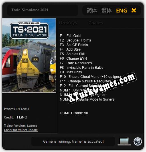 İçin Trainer’ı Çıktı Train Simulator 2021 [v1.0.6]