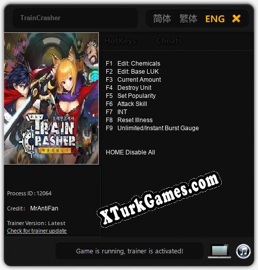 İçin Trainer’ı Çıktı TrainCrasher [v1.0.8]