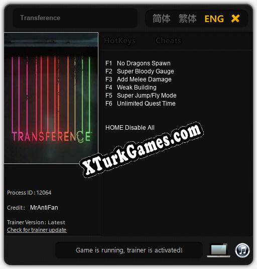 Transference: Trainer’ı (V1.0.64)