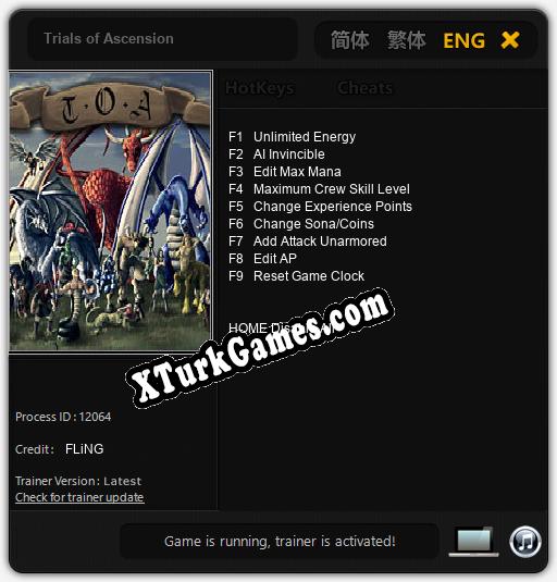 İçin Trainer’ı Çıktı Trials of Ascension [v1.0.8]
