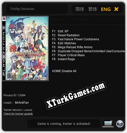 İçin Trainer’ı Çıktı Trinity Universe [v1.0.2]