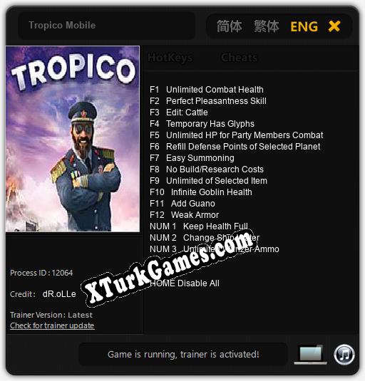 Tropico Mobile: Trainer’ı (V1.0.18)