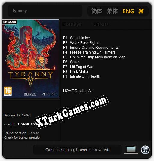 Tyranny: Trainer +9 [v1.1]