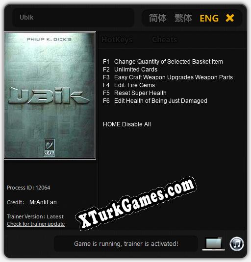 Ubik: Trainer +6 [v1.6]