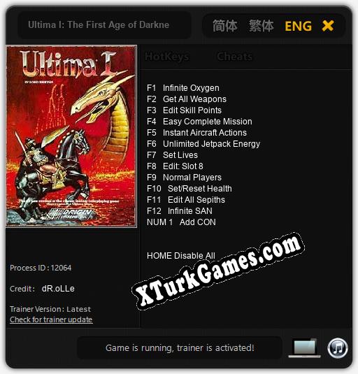 Ultima I: The First Age of Darkness: Trainer +13 [v1.7]
