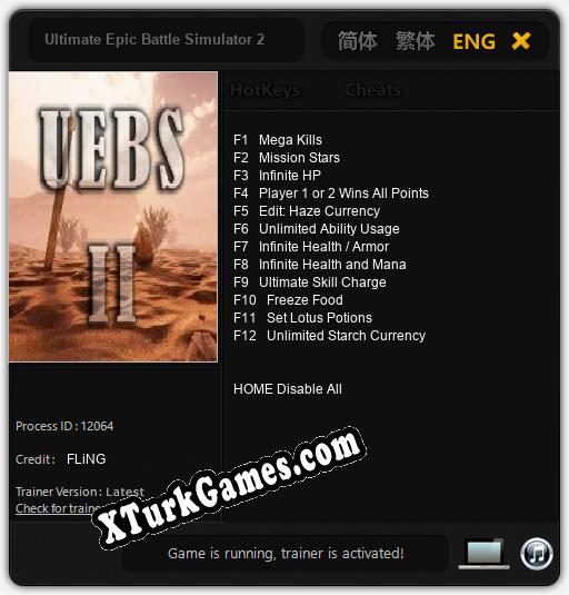 İçin Trainer’ı Çıktı Ultimate Epic Battle Simulator 2 [v1.0.8]