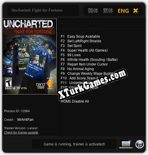 Uncharted: Fight for Fortune: Cheats, Trainer +12 [MrAntiFan]