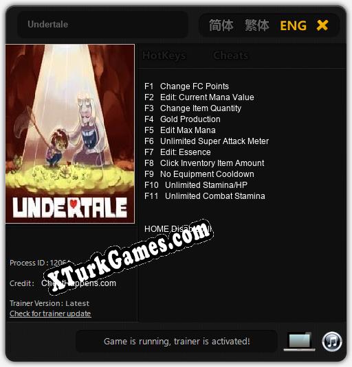 Undertale: Trainer +11 [v1.5]
