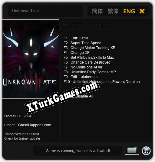 Unknown Fate: Trainer +10 [v1.3]