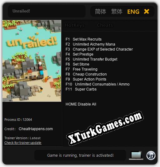 Unrailed!: Trainer +11 [v1.4]