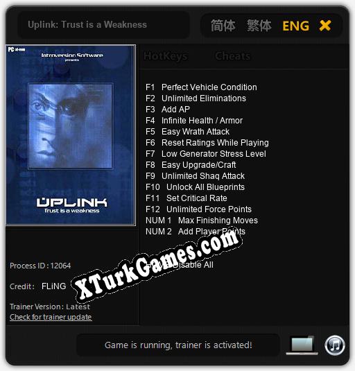 Uplink: Trust is a Weakness: Trainer +14 [v1.9]