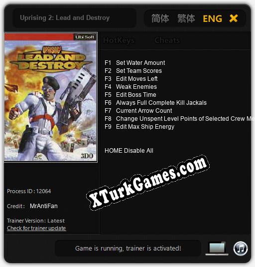 Uprising 2: Lead and Destroy: Cheats, Trainer +9 [MrAntiFan]