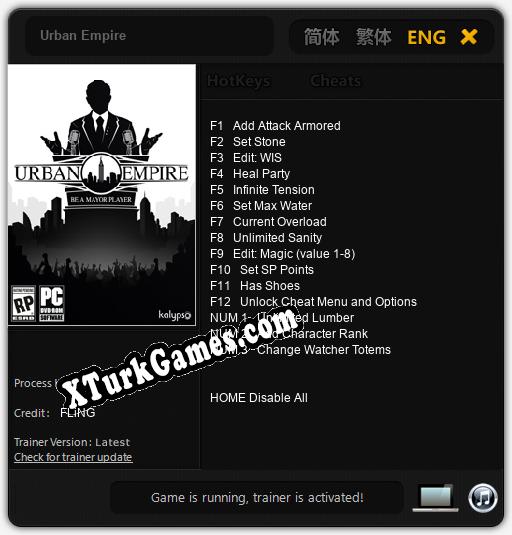 Urban Empire: Trainer’ı (V1.0.14)
