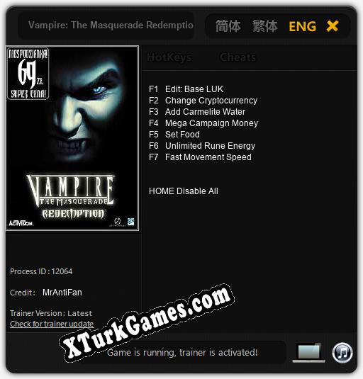 Vampire: The Masquerade Redemption: Cheats, Trainer +7 [MrAntiFan]