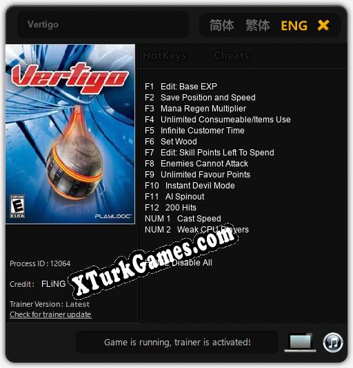 Vertigo: Trainer +14 [v1.8]