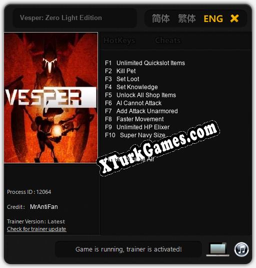 Vesper: Zero Light Edition: Trainer +10 [v1.7]