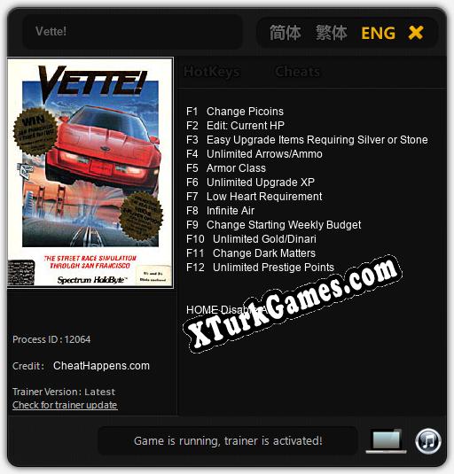 İçin Trainer’ı Çıktı Vette! [v1.0.7]