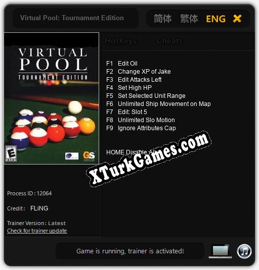 Virtual Pool: Tournament Edition: Cheats, Trainer +9 [FLiNG]