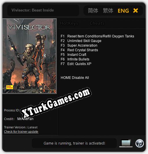 Vivisector: Beast Inside: Cheats, Trainer +7 [MrAntiFan]