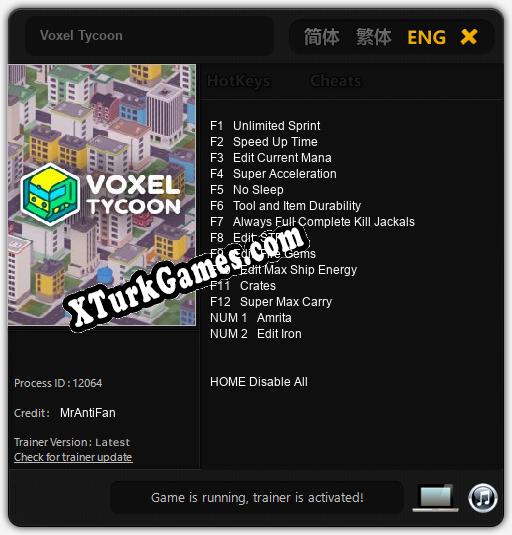 Voxel Tycoon: Trainer’ı (V1.0.15)