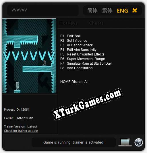VVVVVV: Trainer +8 [v1.7]
