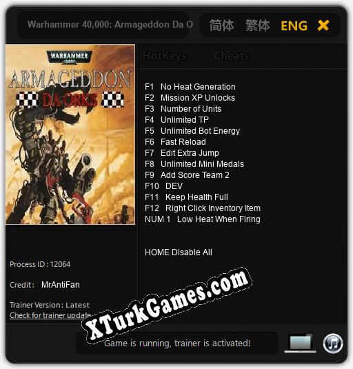 İçin Trainer’ı Çıktı Warhammer 40,000: Armageddon Da Orks [v1.0.2]