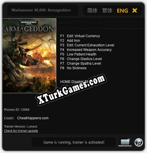Warhammer 40,000: Armageddon: Trainer +8 [v1.2]